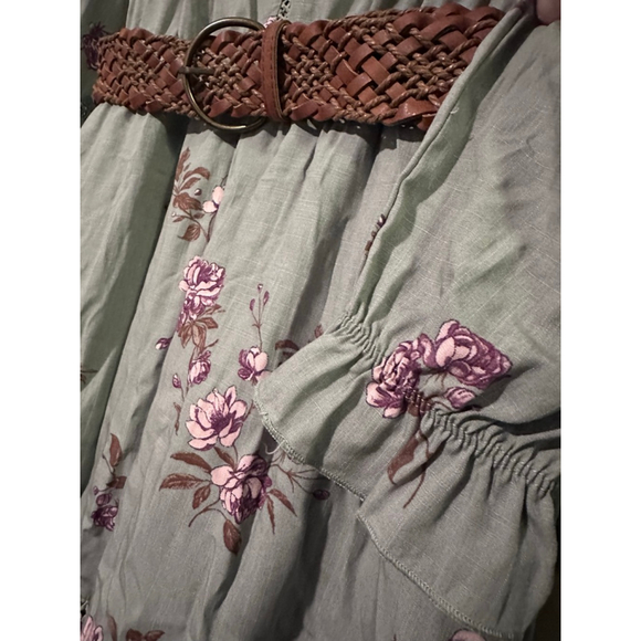 Women's WALLFLOWER Sage Green Floral Long Sleeve Dress XL - Picture 5 of 7